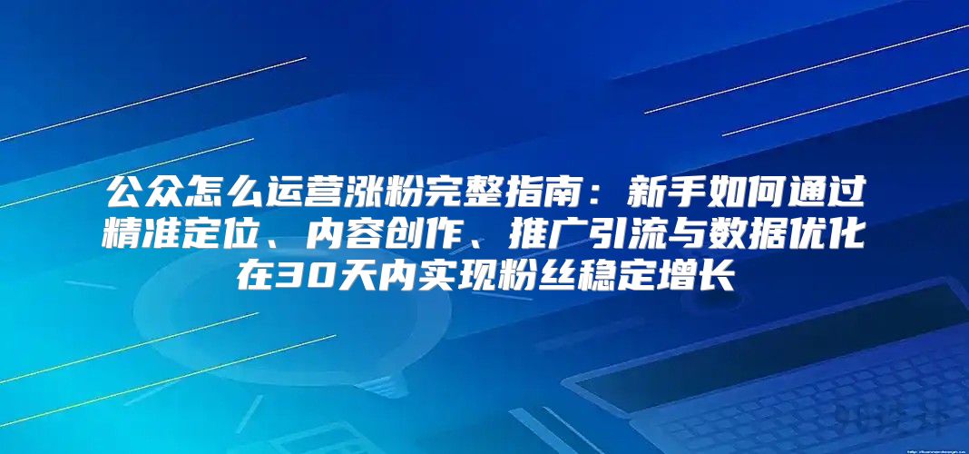 公众怎么运营涨粉完整指南：新手如何通过精准定位、内容创作、推广引流与数据优化在30天内实现粉丝稳定增长