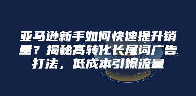 亚马逊新手如何快速提升销量？揭秘高转化长尾词广告打法，低成本引爆流量