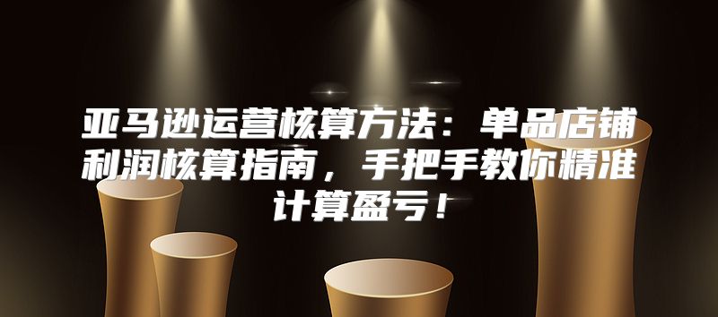 亚马逊运营核算方法：单品店铺利润核算指南，手把手教你精准计算盈亏！