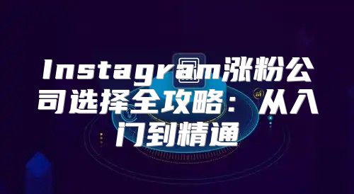 Instagram涨粉公司选择全攻略：从入门到精通